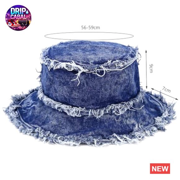 Vintage Denim Bucket Hat Washed Distressed Packable Travel Cap main image 5